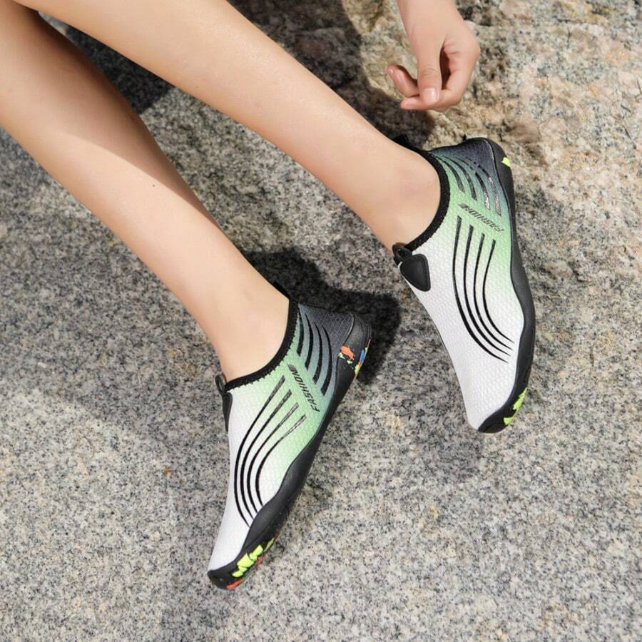 夏季必备户外休闲鞋赤脚沙滩游泳涉水鞋亲肤 - 白綠 - 查看 1