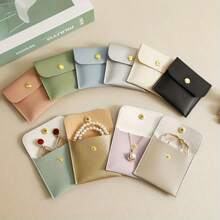 Set de 10 bolsitas de joyería de piel sintética PU de 3.15"X3.15" con cierre a presión, bolsas de regalo para mujeres y niñas, empaque para collares, ideal para viajes