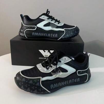 1 Pair, Two-Color Sports Casual Outdoor Shoes, Spring And Autumn Season Sports Shoes, Suitable For Outdoor Sports, Daily Casual Wear