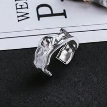 1pc Stainless Steel Adjustable Open Ring, Fashionable Versatile Classic Decorative Ring For Men