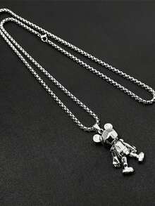 1 件不锈钢可调节四肢熊吊坠项链，男女通用时尚毛衣链项链，嘻哈百搭日常佩戴 - 活動小熊項鍊 - 查看 1