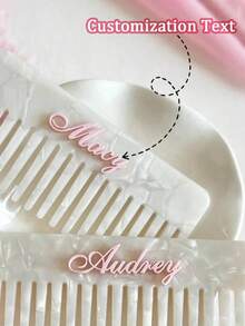 Personalized Acetate Comb With Customizable Name Design, Unique Hair Accessories For Women, Detangling Hairbrush For Bridesmaids, Brides, And Mother - Pink - View 12