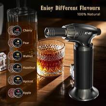 Kit de ahumador de whisky de lujo con soplete - Incluye 6 sabores de astillas de madera natural, 2 vasos premium y 2 moldes de hielo - Infusor de cócteles para Old Fashioned y Bourbon para hombres y padres - Multicolor - Ver 6