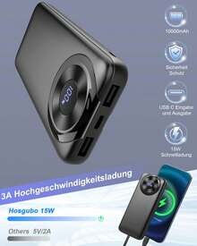 Btootos 移动电源适合夏季假期户外旅行/露营和应急备用移动电源送给家人、朋友、生日的礼物便携式充电器电量显示 - 黑色 - 查看 2