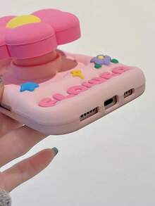 可爱花朵 3D 硅胶软手机壳带支架，全保护防摔外壳，兼容 15/16 Pro Max/15 Pro、13/14/14 Pro/16/12/11 防水防震防刮 - 粉色 - 查看 7