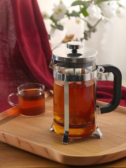 Cafetera de prensa francesa de vidrio con filtro de acero inoxidable, vidrio de borosilicato resistente a altas temperaturas, cafetera y tetera manual, gran capacidad, varios tamaños, con base y asa de silicona antideslizante, para preparar café, té y espuma de leche, ideal para el hogar, camping y café frío.