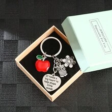 1pc Apple Flower Owl Keychain, Teacher's Day Gift, Graduation Ceremony Gift - Multicolor - View 1