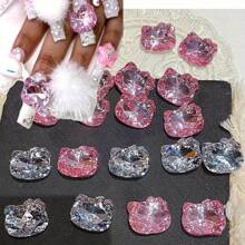 10/20/30 Peças Decorações de Unhas Acrílicas Decorativas Mistas de Gatos/Pedras De Rosa E Rinostones Fofos - Misturado Aleatório