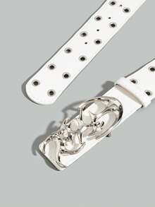 1pc Unisex Retro Y2K Style White Rivet Belt, Suitable For S Size, Suits, Casual Wear, Streetwear, Autumn, Western Style - White Y2K Rivet Design - View 31