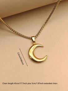 Un colgante de luna grande de acero inoxidable dorado, colgante de media luna, collar de joyería como regalo para uso diario de damas