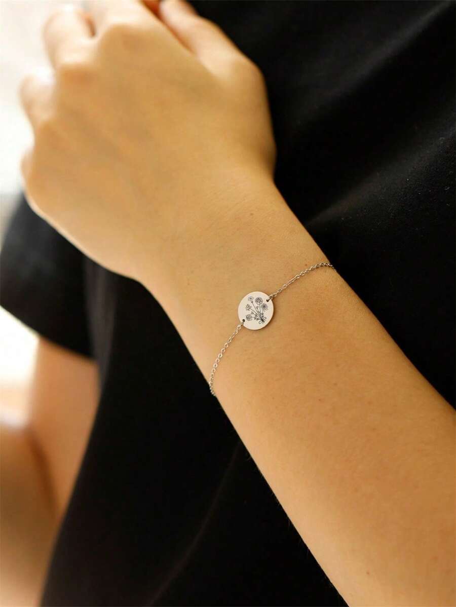 1 pièce Bracelet bouquet de fleurs de naissance, bijoux de naissance de famille personnalisés significatifs, cadeaux de bijoux pour femme, bracelet personnalisé Moboduc