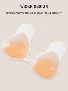 Silikon Brust Patch Silikon Dreieckige Lifting Dünne Abschnitt der Brust Aufkleber Hochzeit Mit Anti-Bauch Unsichtbare Brust Sticker (Mit 3 Knöpfen) - Aprikosenfarben - Übersicht 3