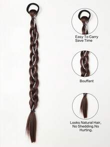 2 件装金色长发马尾辫，带橡皮筋，女士合成接发，直发，通用款，基本款，日常佩戴发饰