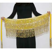 女士亮片闪亮肚皮舞臀巾，猴子造型闪光臀带裙腰带，适合派对服装，成人舞台肚皮舞腰链 - 彩色 - 查看 15