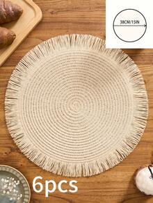 1/4/6/12pcs Bohemian Style Round Paper Placemats, Non-Slip Table Mats For Home Kitchen Dining, Suitable For Holiday Gatherings, Birthdays, Weddings, Parties, Coffee Tables (Note: The Mats Are Paper And Cannot Be Washed),Fall Decor,Autumn Decor,Room Decor - Beige - View 9