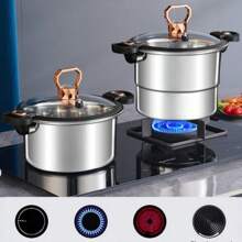 304 Stainless Steel Low Pressure Cooker, Multi-Functional Soup Pot, Household Pressure Cooker Suitable For Induction Cooktop, Gas Stove. Large Capacity Stewing Pot