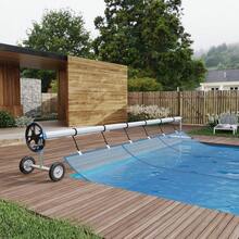 CuisinSmart 14/18/21ft Pool Solar Cover Reel With Ball Bearings Durable Aluminum Alloy Pool Solar Blanket Reel For Inground Pools - 藍色 - 查看 2