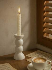 1 pieza Juego de portavelas de resina abstracto moderno - Soportes escultóricos para velas rectas en negro y blanco, decoración elegante para el hogar para la mesa del comedor, el dormitorio, la boda o como regalo