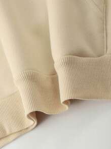 Men's Solid Color Drop Shoulder Long Sleeve Drawstring Pocket Casual Hoodie, Suitable For Autumn/Winter And Back To School Season | Layering Recommended - Apricot - View 8