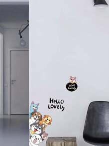 1pc Wall Stickers Cartoon Cute Puppy Stickers 23.6*14.6 Inches Waterproof Dustproof PVC Stickers Materials Removable Wear-Resistant Self-Adhesive Easy-To-Tear Stickers Suitable For Wall Decoration Bedroom Living Room Home Decoration Self-Adhesive Wall Stickers Home Decoration Make Your Life A New Look Holiday Decoration Stickers Birthday Graduation Gifts Room Decor Personalised Stickers