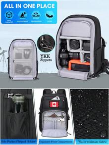 NEWHEY 15.6 Inch Waterproof Professional DSLR/SLR Mirrorless Camera Backpack With Rain Cover, Tripod Attachment, Small Pouch Camera Bag Case For Photographers - Multicolor - View 9