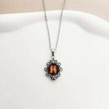 1pc Vintage Stainless Steel Chain Necklace With 26pcs Flame Shaped Letter Pendant
