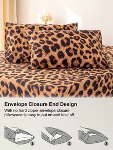3pcs Leopard Print Bedding Set, Soft & Skin-Friendly Bed Linens, Includes 1 Duvet Cover & 2 Pillowcases - Multicolor - View 8