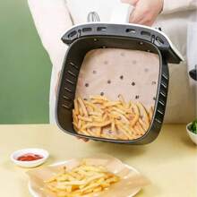10/50/100opcs Air Fryer Disposable Paper Pads, Oven Paper Liner, Oil-Proof Non-Stick, Heat Resistant, Multi-Purpose Baking Tool, 8.5 Inch Square Perforated Parchment Paper, Home Life Baking Disposable Oven Pad, Kitchen Essentials, Suitable For Baking, Microwave Ovens, Compatible With Air Fryer, Suitable For Home Cooking And Food Lovers