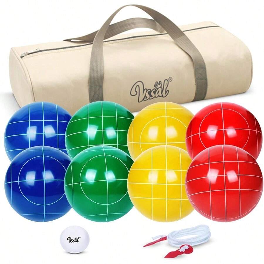 Bocce Ball Set Regulation Size And Weight For Professional Tournament Backyard Beach Lawn Game With 8 Resin Bocci Balls Pallino Measuring Rope Carrying Bag - 107mmMulti-Color - View 1