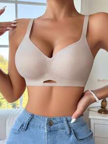 3 件女士舒适休闲文胸，简约无钢圈提升支撑文胸，亲肤透气材质 - 彩色 - 查看 4