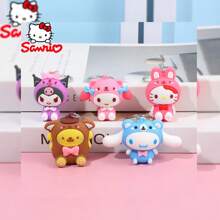 Sanrio 5 peças, , desenho animado fofo, macio, fofo, gato, série de presente, Yugui, cachorro, boneca, chaveiro, pingente, bolsa, pingente, boneca, máquina de agarrar, presente, chaveiro fofo, adequado para dar como um pequeno presente, acessórios de carro, bolsa, pingente, mochila para escola