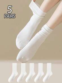 10 Pairs Women's Crew Socks, Comfortable Soft Breathable Socks, Vibrant Colors, Versatile Mid-Calf Socks For Back To School