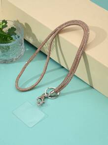 1 pieza Cordón multicolor con cristales de rhinestone - Correa de nylon con broche metálico, elegante y brillante llavero para identificación y teléfono, adecuado para oficina, maestro, estudiante (7 colores: Mezclado/Gris/Rosa/Azul/Negro)