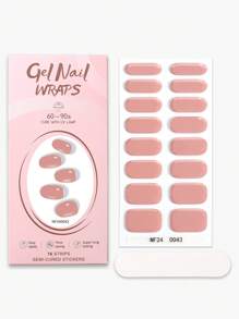 Lot de 16 bandes de gel semi-polymérisées rose sale, autocollants simples et unis, faciles à manucurer, lampe UV requise, convient aux ongles faits maison pour femmes.