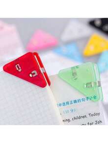 10个装多功能创意直角三角角夹 办公文具书夹 试卷防卷夹 文件备忘录夹 边角夹 收纳资料票夹 (颜色随机) 学校用品 返校