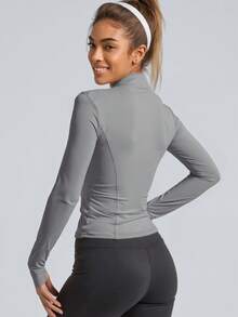 Soyun 女士运动夹克，适合户外活动、旅行、休闲穿着、聚会、办公和健身房等场合，春季款。 - 灰色 - 查看 3