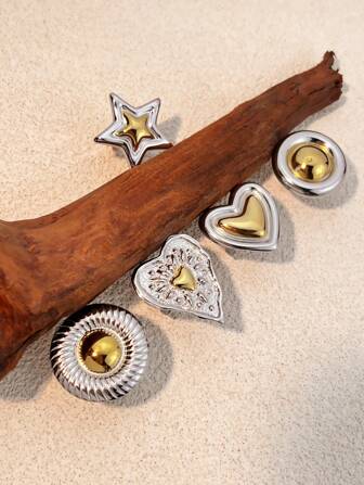 1 pieza Anillo de acero inoxidable vintage elegante, chapado en oro de 18K con multicolor, talla ajustable, adecuado para uso diario de hombres y mujeres