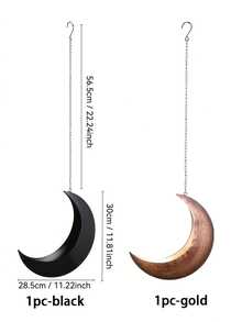 1pc Boho Moon Shaped Hanging Planter - Metal Wall Mounted Succulent Flower Pot, With Hanging Rope For Indoor Outdoor Decor, Rustic Gold Black Finish, No Electricity, Metallic Luster, Moon Shape, Wall Decor Hanging Basket For Succulents, Cactus, Plants, Outdoor Garden Decor, Patio, Hanging Gardening Supplies, Small Plant Decor, Gift For Plant Lovers, Halloween, Christmas, Thanksgiving Decoration