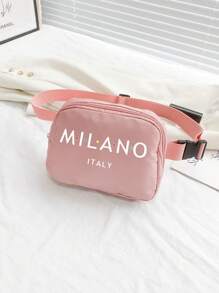 1 peça Mini bolsa transversal com estampa italiana Milano, alça ajustável, pochete com estampa italiana, pochete pequena de nylon, bolsa de armazenamento à prova d'água para esportes e fitness, bolsa transversal multifuncional, bolsa de cintura pequena, bolsa de cintura pequena com alça de ombro ajustável, adequada para compras, viagens, esportes, a melhor escolha para presente (4 cores para escolher)