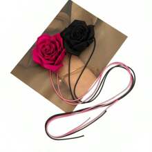 Blooming Satin Rose Lace-Up Necklace, Waist Chain, Chest Flower Shapewear Waist Belt, Vintage Decorative Accessory For Women