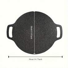1PC Black Round Cast Iron Roasting Pan, Outdoor Camping Portable Barbecue Wok, Stove, Gas, Induction, Korean Style, Non-Stick, Fast Heat Transfer, No Power Supply