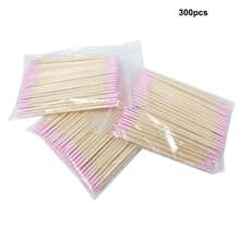 100 pièces/300 pièces Bâtonnets double-tête pour enlever le vernis à ongles, outils de maquillage double-tête pointus pour les sourcils, bâtonnets de nettoyage de maquillage en bois