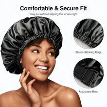 Gorro de ducha reutilizable y ajustable de doble capa impermeable, grande para todo tipo de cabello, para el spa y el baño de niñas, suave para el cabello largo de las mujeres