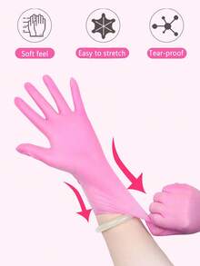 100/50 只/包一次性粉色丁腈手套 - 不含乳胶和粉末，适用于修甲、染发和沙龙清洁、食品处理、过敏敏感皮肤保护、厨房清洁 - 必备家庭清洁用品