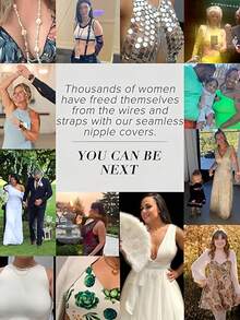 4 件无粘性透气乳贴，自粘式硅胶隐形乳贴，适用于紧身上衣、瑜伽服等，可重复使用，夏季舒适 - 杏色 - 查看 5