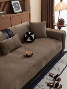 1pc Fashion Chenille Sofa Cushion Cover, Luxurious Minimal Style Sofa Seat Pad, Non-Slip Dustproof Anti-Cat Scratch, Protects Sofa, Decorative, Suitable For Living Room, Bedroom, Study, Office, All Seasons