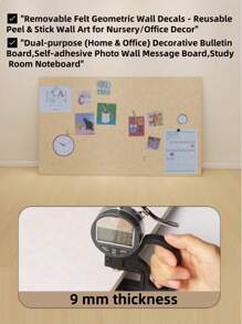 1 Piece Self-Adhesive, , Wear-Resistant, Nordic Style Felt Wall Panel, Modern Geometric Wall Tile, Home Wall Felt Sound Absorption Panel, Anti-Collision Felt Wall Sticker, Removable And Reusable Photo Display/Memo Board For Home, Nursery, Dorm, Entrance - Used For Wall Decor, Noise Reduction, Key Holder