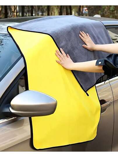 超强吸水超细纤维汽车清洁毛巾（擦车毛巾），超大、厚毛绒细节抛光布，适用于汽车护理和家庭清洁、清洁和保养，无需电力，非常适合户外、浴室、厨房、露台使用