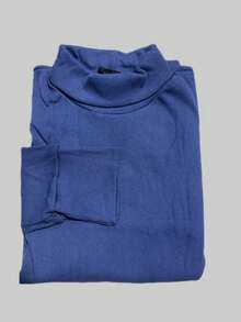 Men's Ribbed Turtleneck Sweater - 藍色 - 查看 2