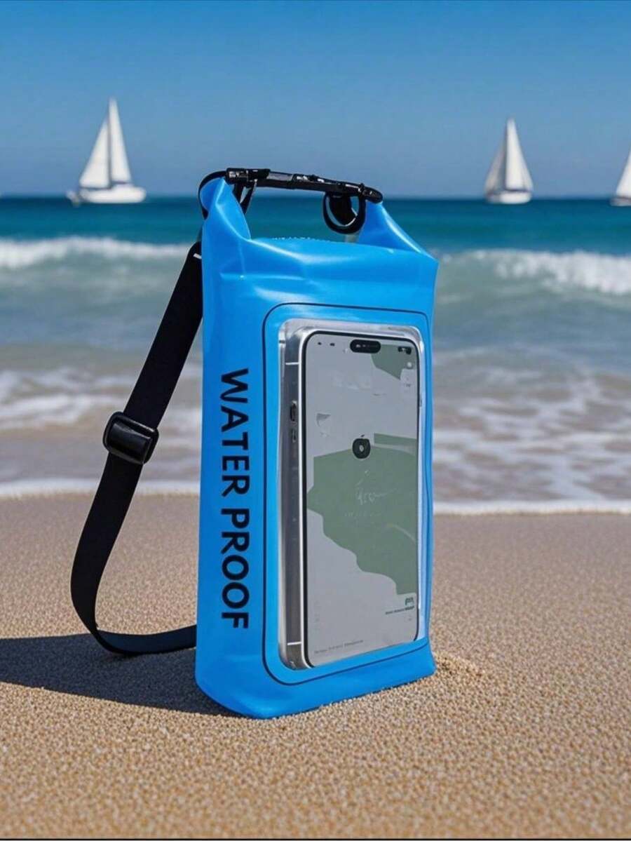 2L Dry Bag Waterproof With Phone Touch Pouch Inside Roll Top Lightweight Dry Storage Bag Shoulder Backpack Women Men 1pc PVC Marine Dry Bag For Floating Kayaking Boating Swimming Fishing Camping Paddle Board Beach Accessories - Màu xanh lam - Xem 1